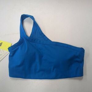 All In Motion Asymmetrical Light Support Sports Bra Blue Medium NEW
